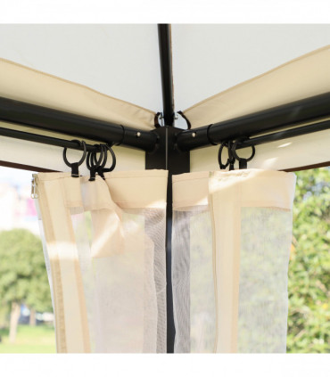 Outdoor 2-in-1 Convertible Swing Chair Bed 3 Seater Porch Cream White Steel