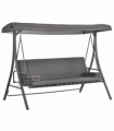 Garden Swing Chair 3 Seater Hammock Bed Adjustable Canopy Grey 234cm x 132cm
