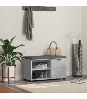 vidaXL Hall Bench with Cushion Plain Concrete Grey 80 x 38 x 46 cm