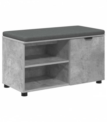 vidaXL Hall Bench with Cushion Plain Concrete Grey 80 x 38 x 46 cm