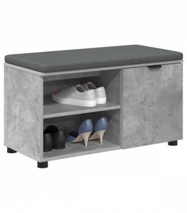 vidaXL Hall Bench with Cushion Plain Concrete Grey 80 x 38 x 46 cm