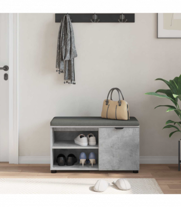 vidaXL Hall Bench with Cushion Plain Concrete Grey 80 x 38 x 46 cm