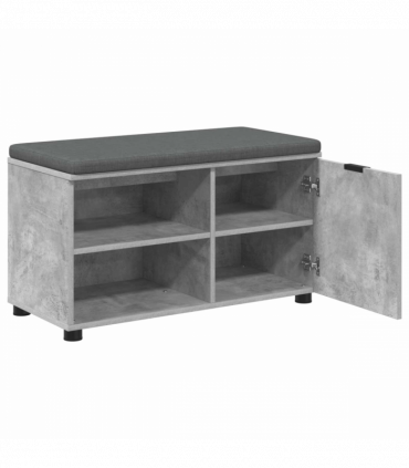 vidaXL Hall Bench with Cushion Plain Concrete Grey 80 x 38 x 46 cm