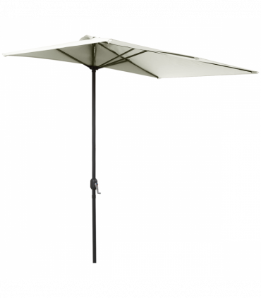 Garden Balcony Half Round Umbrella Metal Parasol Beige 230L x 130W x 245H cm
