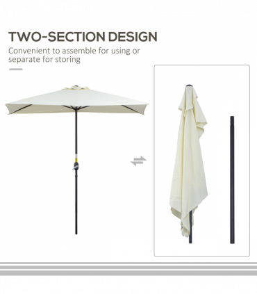 Garden Balcony Half Round Umbrella Metal Parasol Beige 230L x 130W x 245H cm