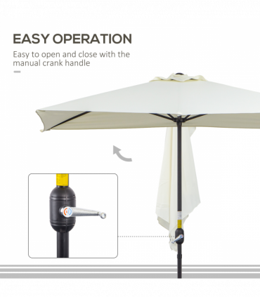 Garden Balcony Half Round Umbrella Metal Parasol Beige 230L x 130W x 245H cm