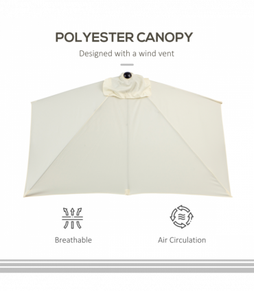 Garden Balcony Half Round Umbrella Metal Parasol Beige 230L x 130W x 245H cm