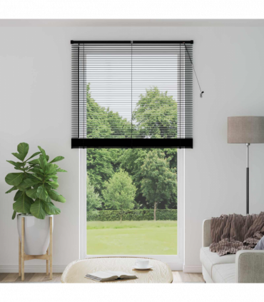 vidaXL Venetian Blind Manual Adjustable Black 213 x 110 cm PVC