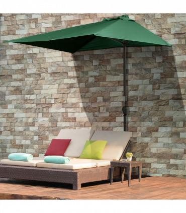 Metal Green 230L x 130W x 245H cm Garden Half Round Umbrella UV Resistant