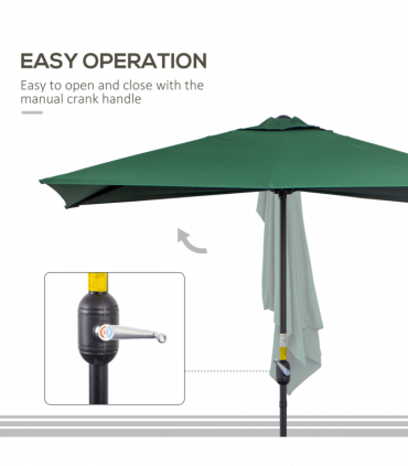 Metal Green 230L x 130W x 245H cm Garden Half Round Umbrella UV Resistant