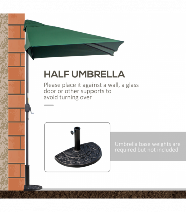 Metal Green 230L x 130W x 245H cm Garden Half Round Umbrella UV Resistant