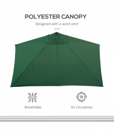 Metal Green 230L x 130W x 245H cm Garden Half Round Umbrella UV Resistant