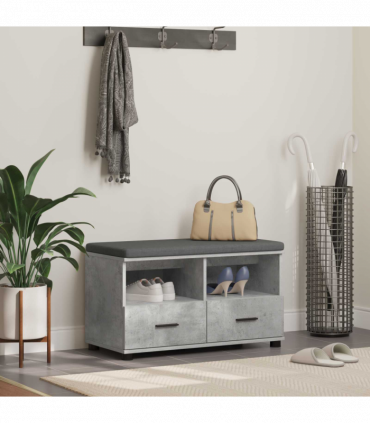 vidaXL Hall Bench with Cushion Concrete Grey 80 x 38 x 46 cm