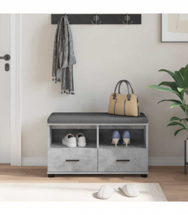 vidaXL Hall Bench with Cushion Concrete Grey 80 x 38 x 46 cm