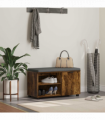 vidaXL Hall Bench with Cushion Plain Smoked Oak 80 x 38 x 46 cm