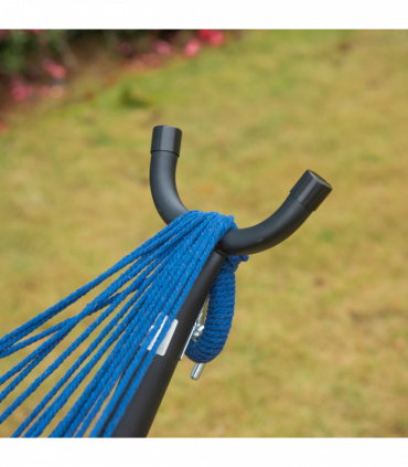 294 x 117cm Hammock with Metal Stand Portable Carrying Bag 120kg White Stripe