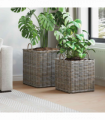 vidaXL Planter Basket with Storage 2 pcs Grey Lacak Rattan
