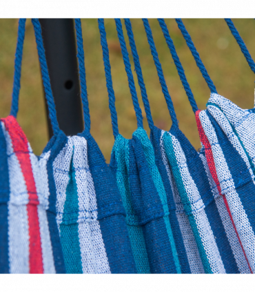 294 x 117cm Hammock with Metal Stand Portable Carrying Bag 120kg White Stripe