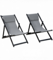 Texteline Dark Grey 96.35cm x 58cm x 91.5cm Set of 2 Folding Sun Lounger Relax