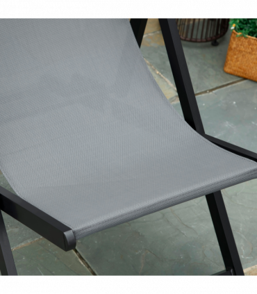 Texteline Dark Grey 96.35cm x 58cm x 91.5cm Set of 2 Folding Sun Lounger Relax