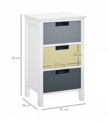 3 Drawer Colourful Storage Cabinet Tower Dresser Chest Organiser Home