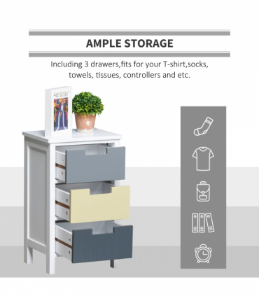 3 Drawer Colourful Storage Cabinet Tower Dresser Chest Organiser Home