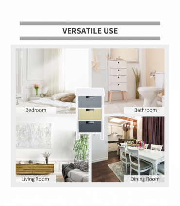 3 Drawer Colourful Storage Cabinet Tower Dresser Chest Organiser Home