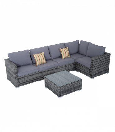 Rattan Set, 4 PC-Grey