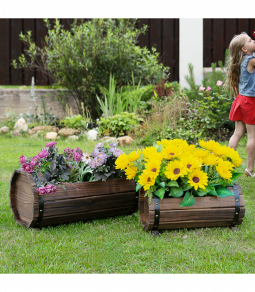 2PCs Wooden Planter Box Flower Plant Pot Flower Beds Plant Box