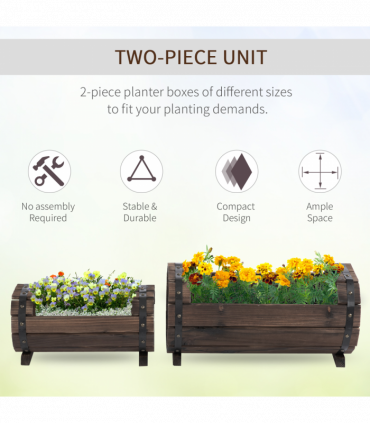 2PCs Wooden Planter Box Flower Plant Pot Flower Beds Plant Box