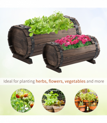 2PCs Wooden Planter Box Flower Plant Pot Flower Beds Plant Box
