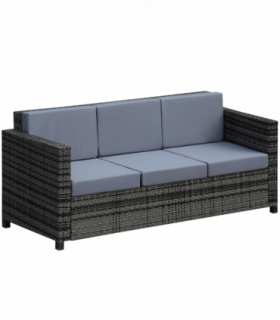 3-Seater Weather Resistant Outdoor Garden Rattan Sofa Grey