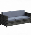 3-Seater Weather Resistant Outdoor Garden Rattan Sofa Grey