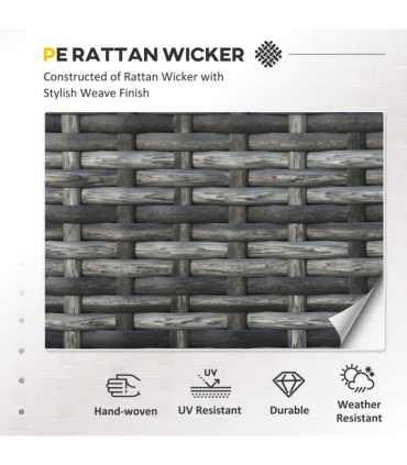 3-Seater Weather Resistant Outdoor Garden Rattan Sofa Grey