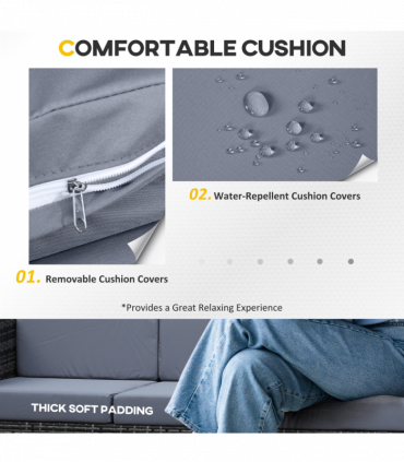 3-Seater Weather Resistant Outdoor Garden Rattan Sofa Grey