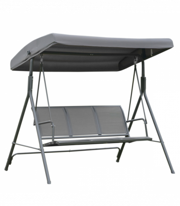 3 Seater Garden Swing Chair Grey Hammock Canopy Patio Outdoor Bench