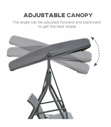 3 Seater Garden Swing Chair Grey Hammock Canopy Patio Outdoor Bench