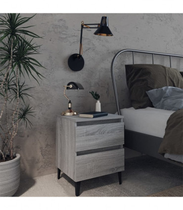 Bed Cabinets with Metal Legs 2 pcs Grey Sonoma 40x35x50 cm