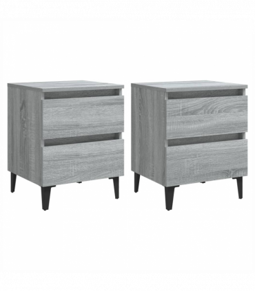 Bed Cabinets with Metal Legs 2 pcs Grey Sonoma 40x35x50 cm