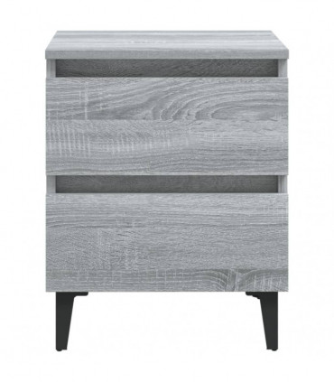 Bed Cabinets with Metal Legs 2 pcs Grey Sonoma 40x35x50 cm