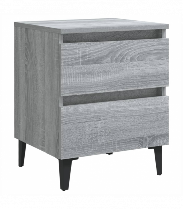 Bed Cabinets with Metal Legs 2 pcs Grey Sonoma 40x35x50 cm