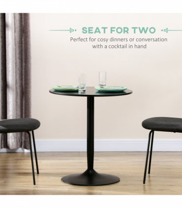 HOMCOM Round Dining Table with Steel Base, Non-slip Pad for Living Room