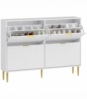 HOMCOM Slim Shoe Storage Cabinet with 4 Flip Drawers for Hallway, White