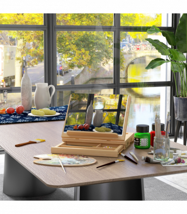 Vinsetto Wooden Table Easel Box with Storage Portable Folding Artist Easel