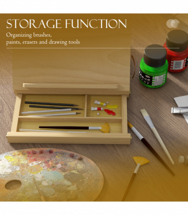 Vinsetto Wooden Table Easel Box with Storage Portable Folding Artist Easel