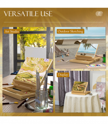 Vinsetto Wooden Table Easel Box with Storage Portable Folding Artist Easel