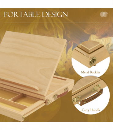 Vinsetto Wooden Table Easel Box with Storage Portable Folding Artist Easel