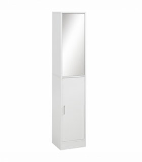 kleankin Tall Mirrored Bathroom Cabinet Tallboy Unit w/Adjustable Shelf White