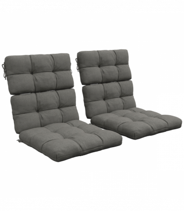 Outsunny 2pc Outdoor Seat Cushion with Backrest, Ties, for Garden, Grey