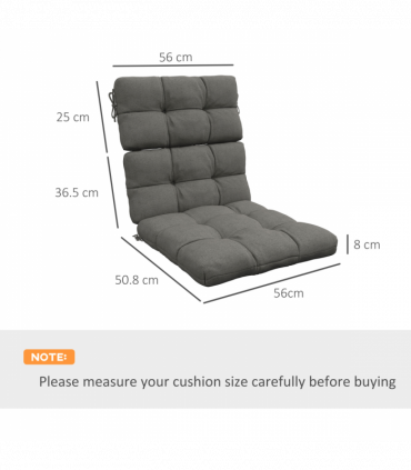 Outsunny 2pc Outdoor Seat Cushion with Backrest, Ties, for Garden, Grey